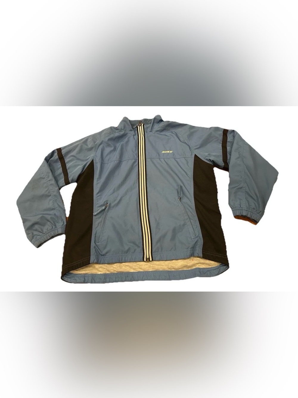 Nike Vintage 90s Windbreaker Jacket Womens Large Blue Black Spellout Zip Up